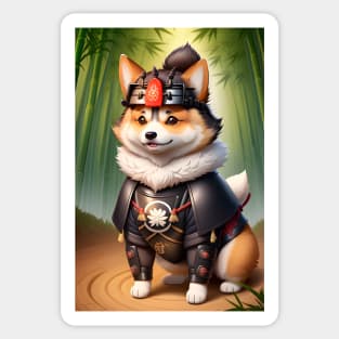 A cute samurai corgi dog #2 Sticker